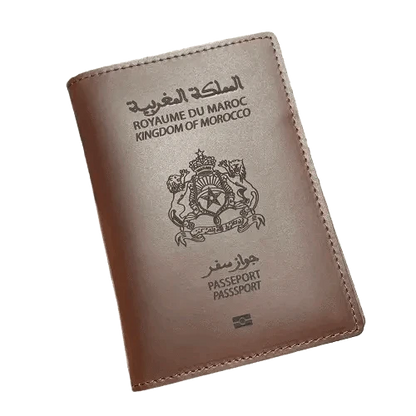 Protège passeport Marocain (En cuir véritable) - Passeport Cases