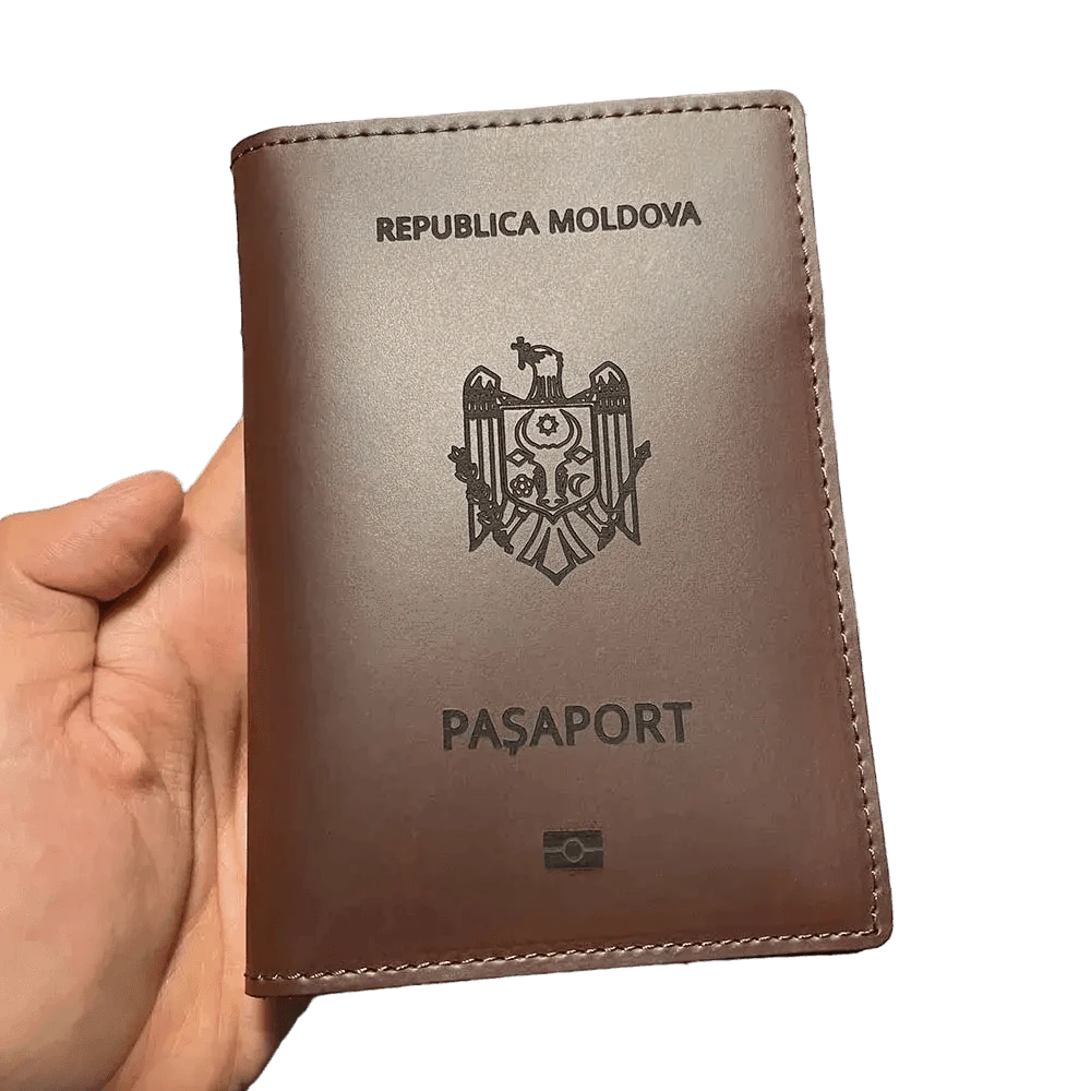 Protège passeport Moldave (En cuir véritable) - Passeport Cases