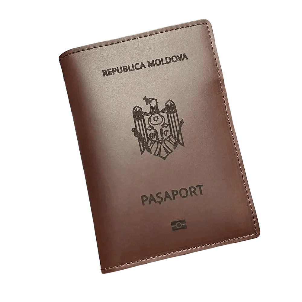 Protège passeport Moldave (En cuir véritable) - Passeport Cases