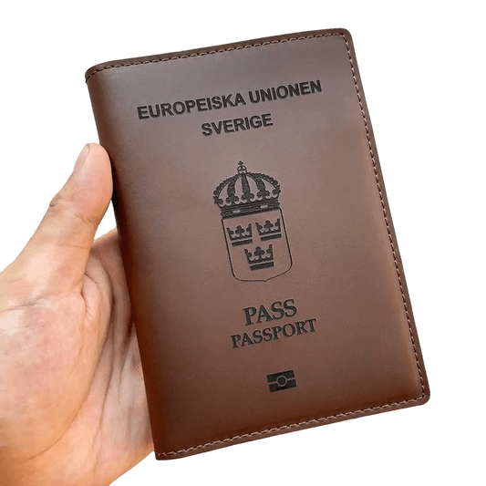 Protège passeport Suédois (En cuir véritable) - Passeport Cases