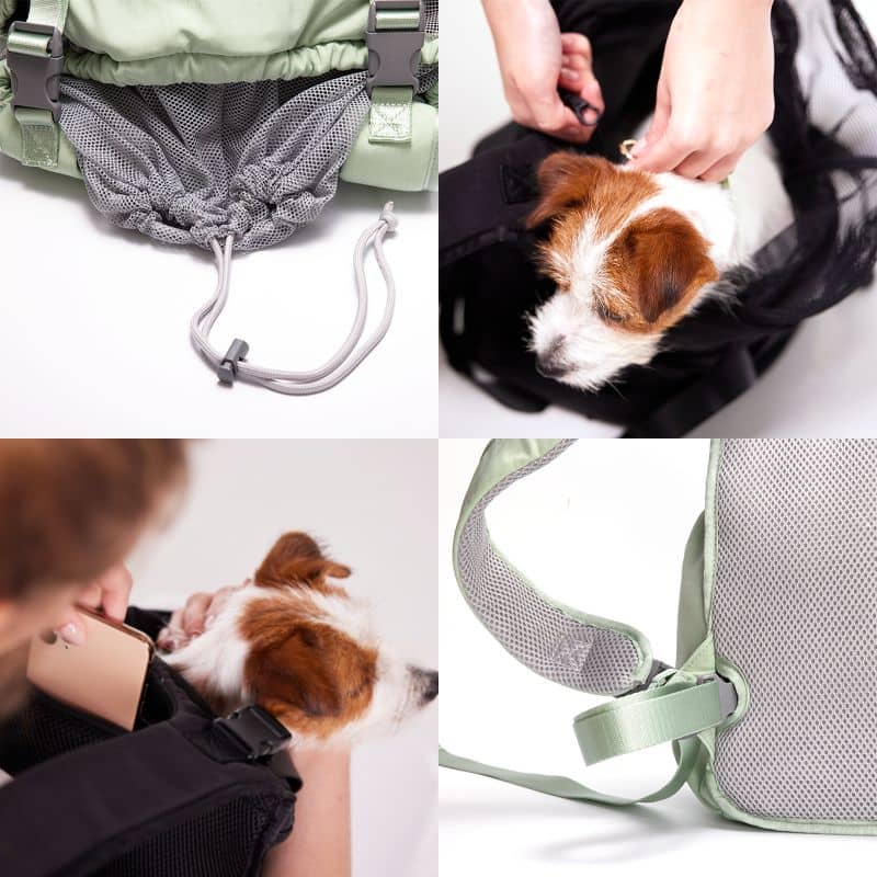 Sac à Dos et Ventral pour Chien - Transport Facile et Confortable - Vert Menthe