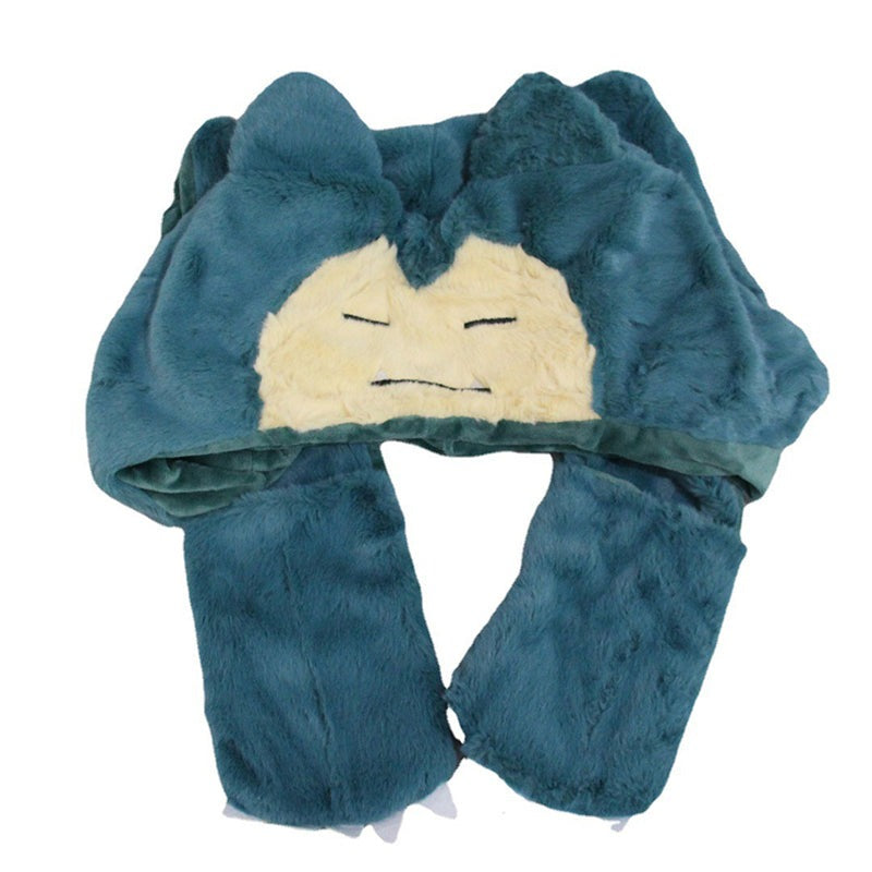 Gorro en peluche Relaxo Snorlax avec capuche et gants intégrés