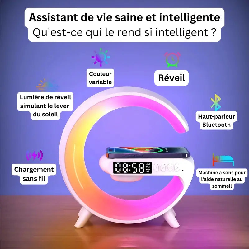 Réveil RGB avec Chargeur Sans Fil - Réveil