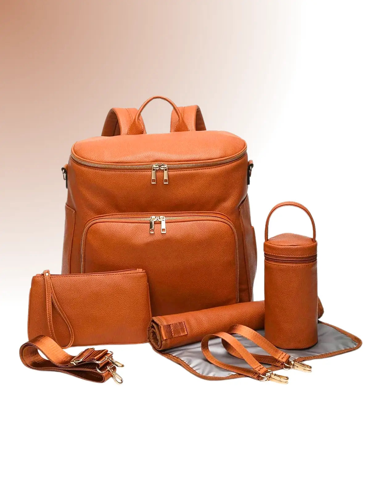 Sac a langer en cuir-Camel