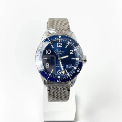 Seaq Panorama Date Blau Dial 43mm Textilband Faltschließe - Passeport Cases