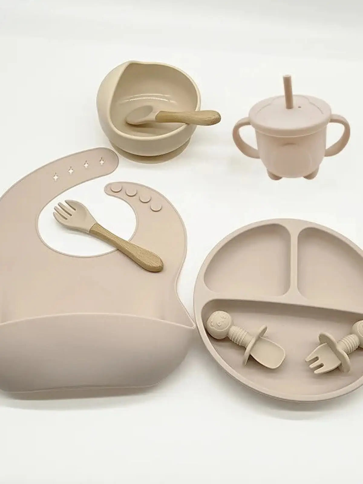 Ensemble repas en silicone beige