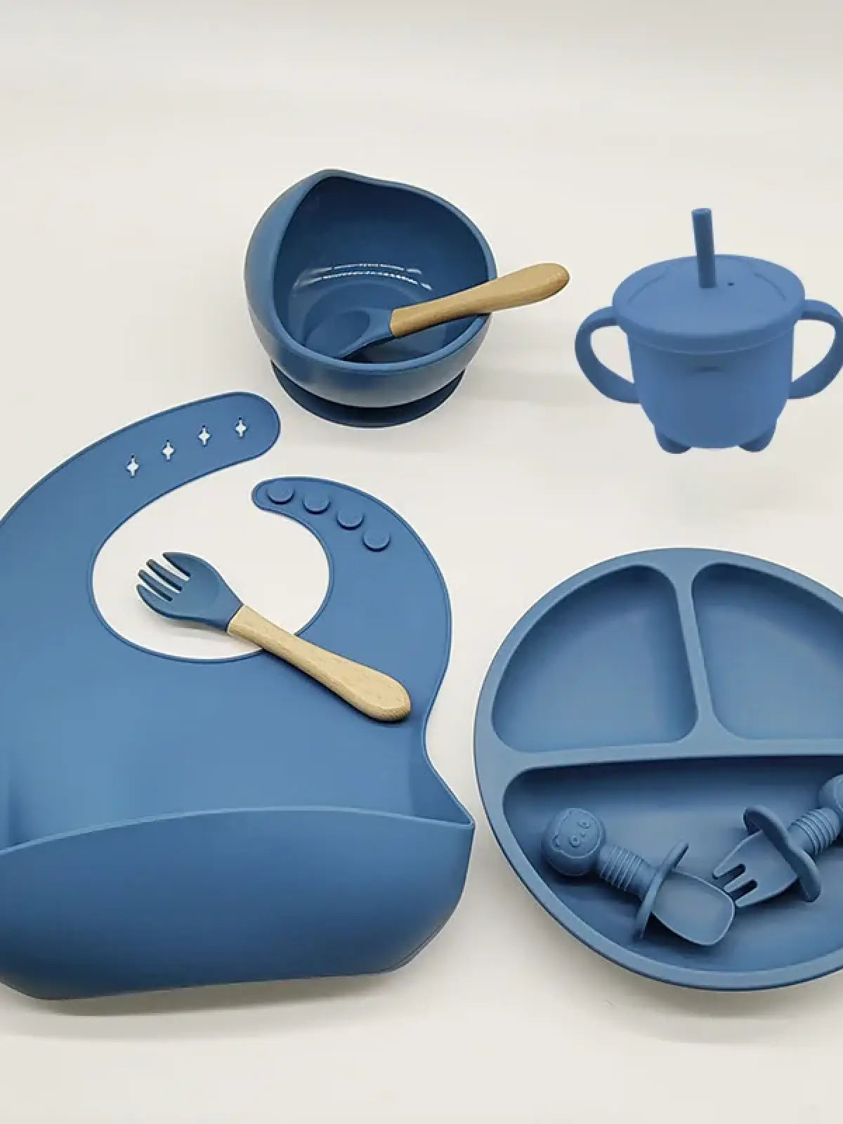 Ensemble repas en silicone bleu