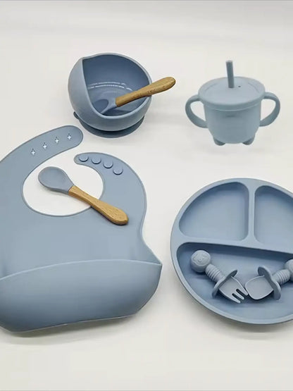 Ensemble repas en silicone gris