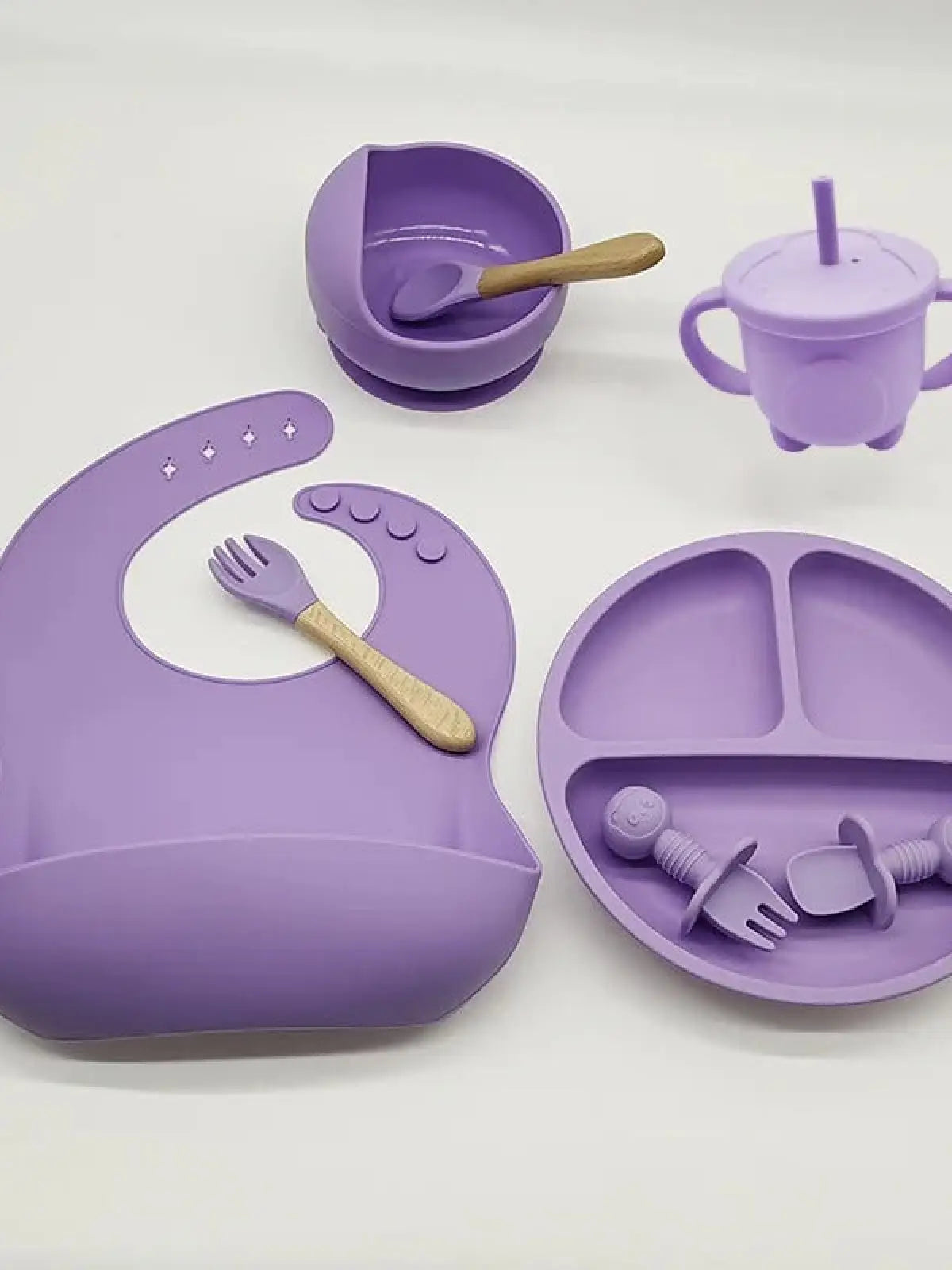 Ensemble repas en silicone lilas