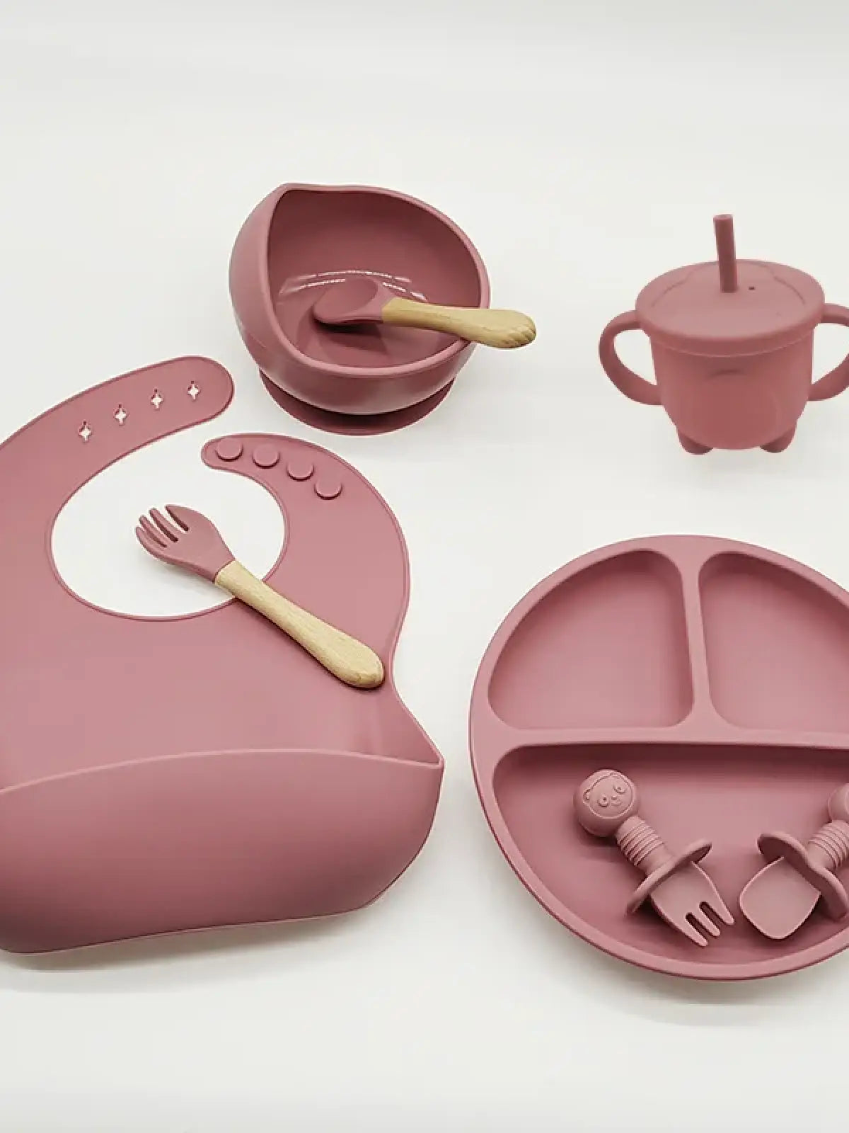 Ensemble repas en silicone rose