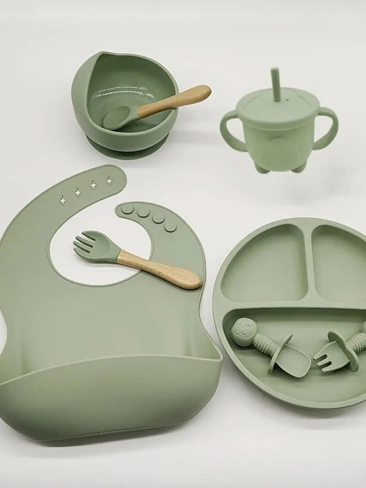 Ensemble repas en silicone Vert