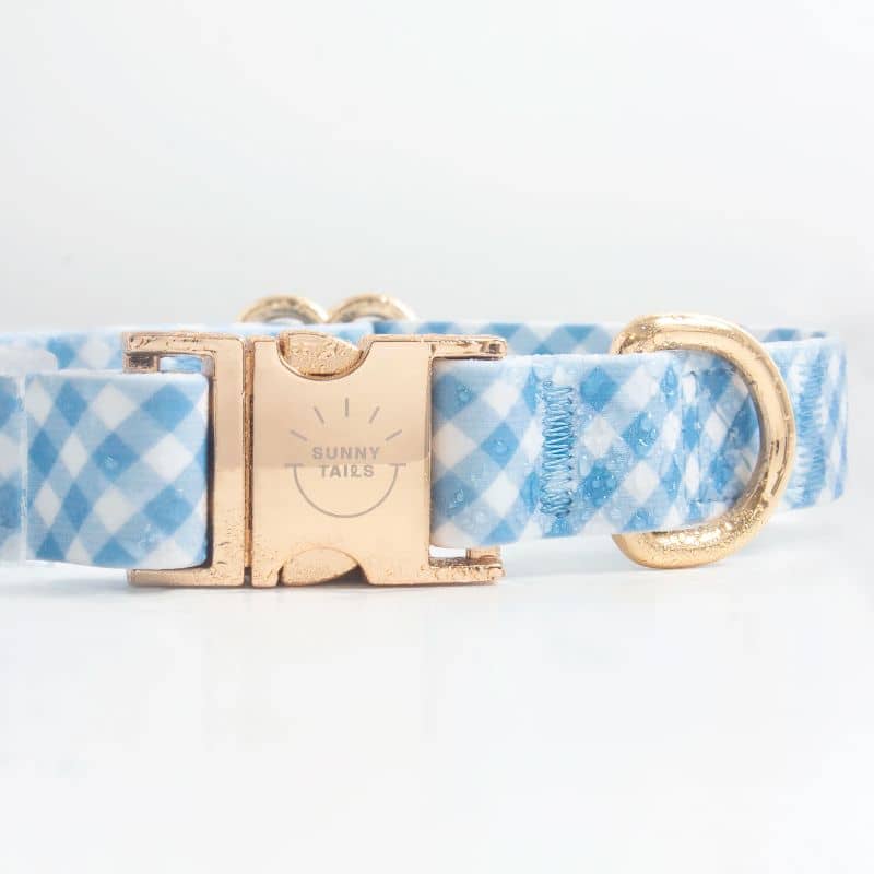 Collar impermeabile per cane - Vichy Blue by Shop Sunny Tails