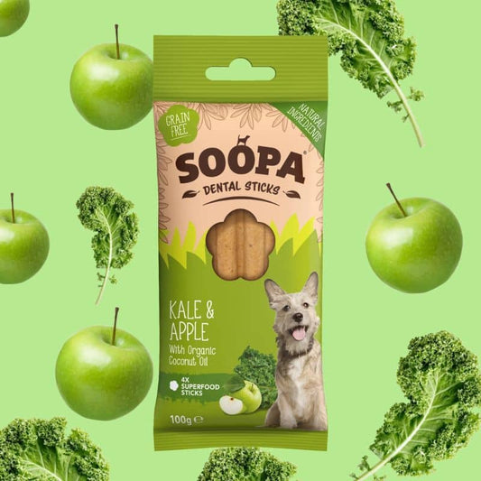 Bâtonnets Dentaires Végan Soopa au Chou Kale et Pomme - Soin Naturel pour Chiens - Passeport Cases