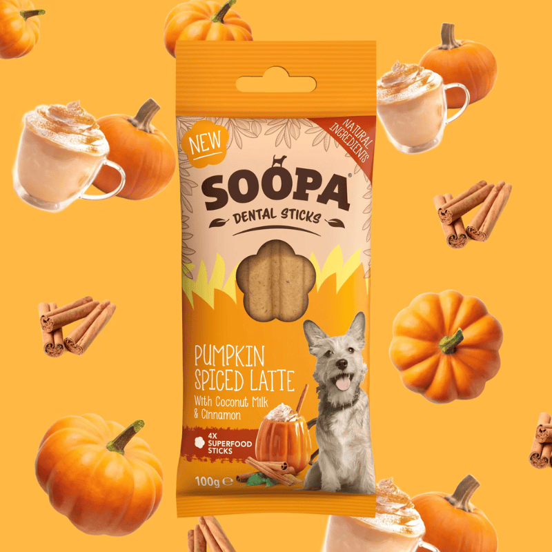 Dental Dental Sticks para perros - Latte con especias de calabaza (edición limitada)