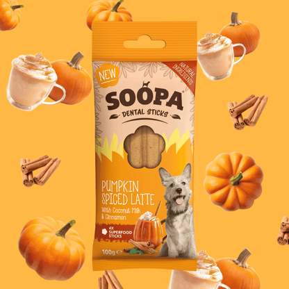 Dental Dental Sticks para perros - Latte con especias de calabaza (edición limitada)