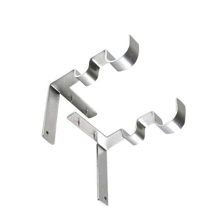 Support de tringle à rideau à double appui central (2PCS) - Argent - Matériel Daménagement De Vitrine