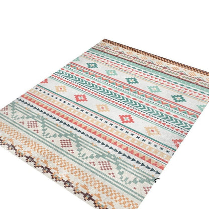 Tapis Beige Vintage au Style Aztèque Élegant