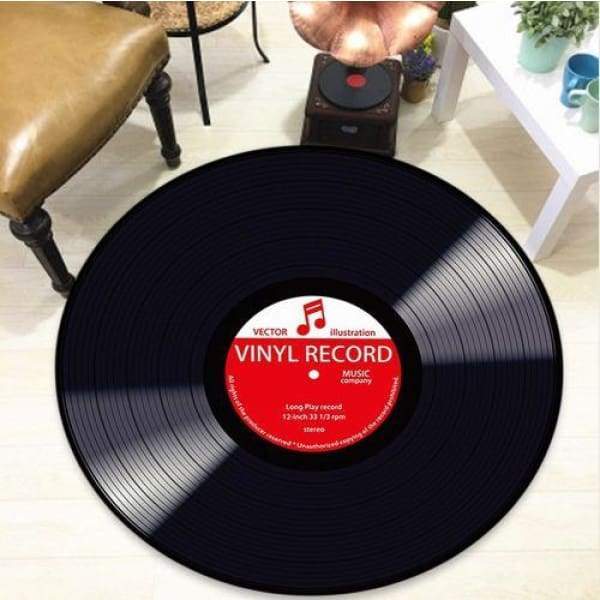 Tapis Rond Antidérapant en Vinyl Imprimé et Tissu Souple