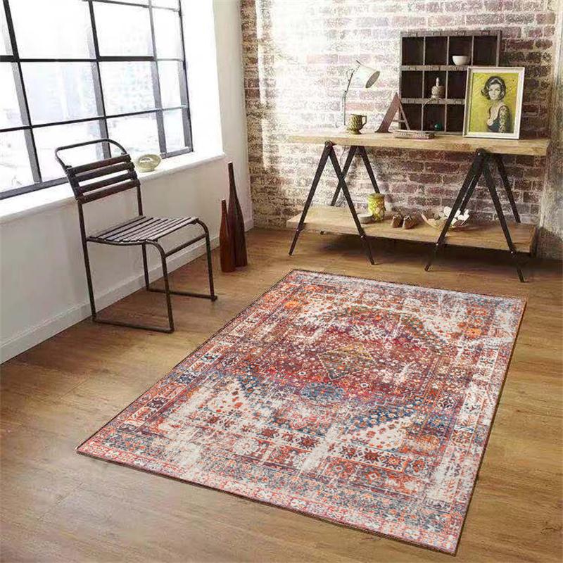 Tapis Vintage en Polyester aux Motifs Orientaux