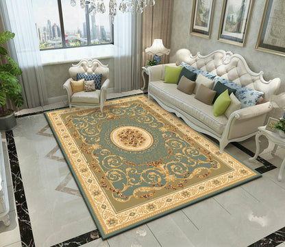 Tapis Jaune Vert Vintage Persian Elegance