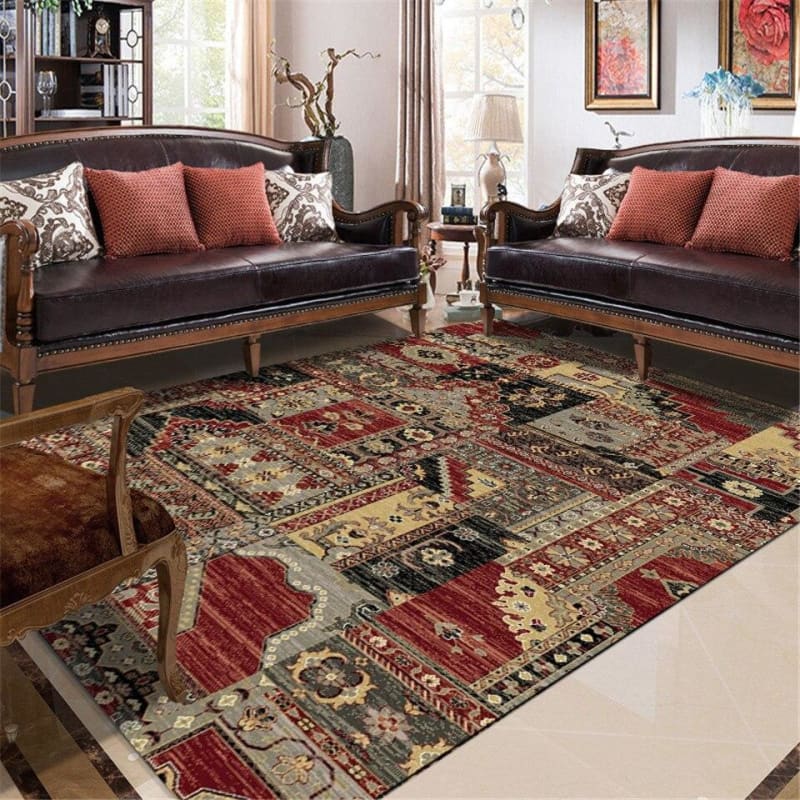 Tapis Vintage Antique aux Motifs Géométriques