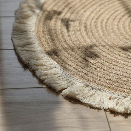 Tapis Vintage Beige en Jute - Élégance et Minimalisme