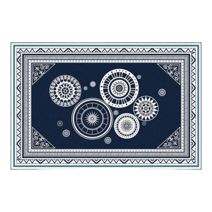 Tapis Vintage Bleu Élégant aux Motifs Géométriques