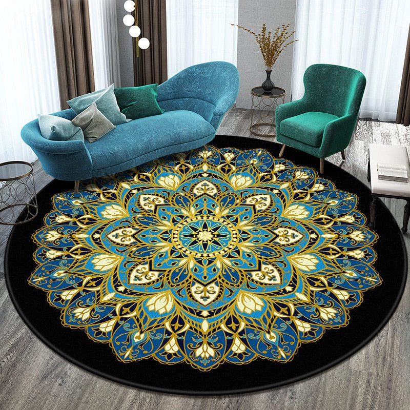 Tapis Vintage Bleu Rond