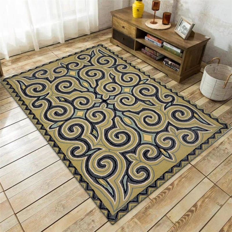 Tapis Vintage Effet Usé aux Motifs Géométriques