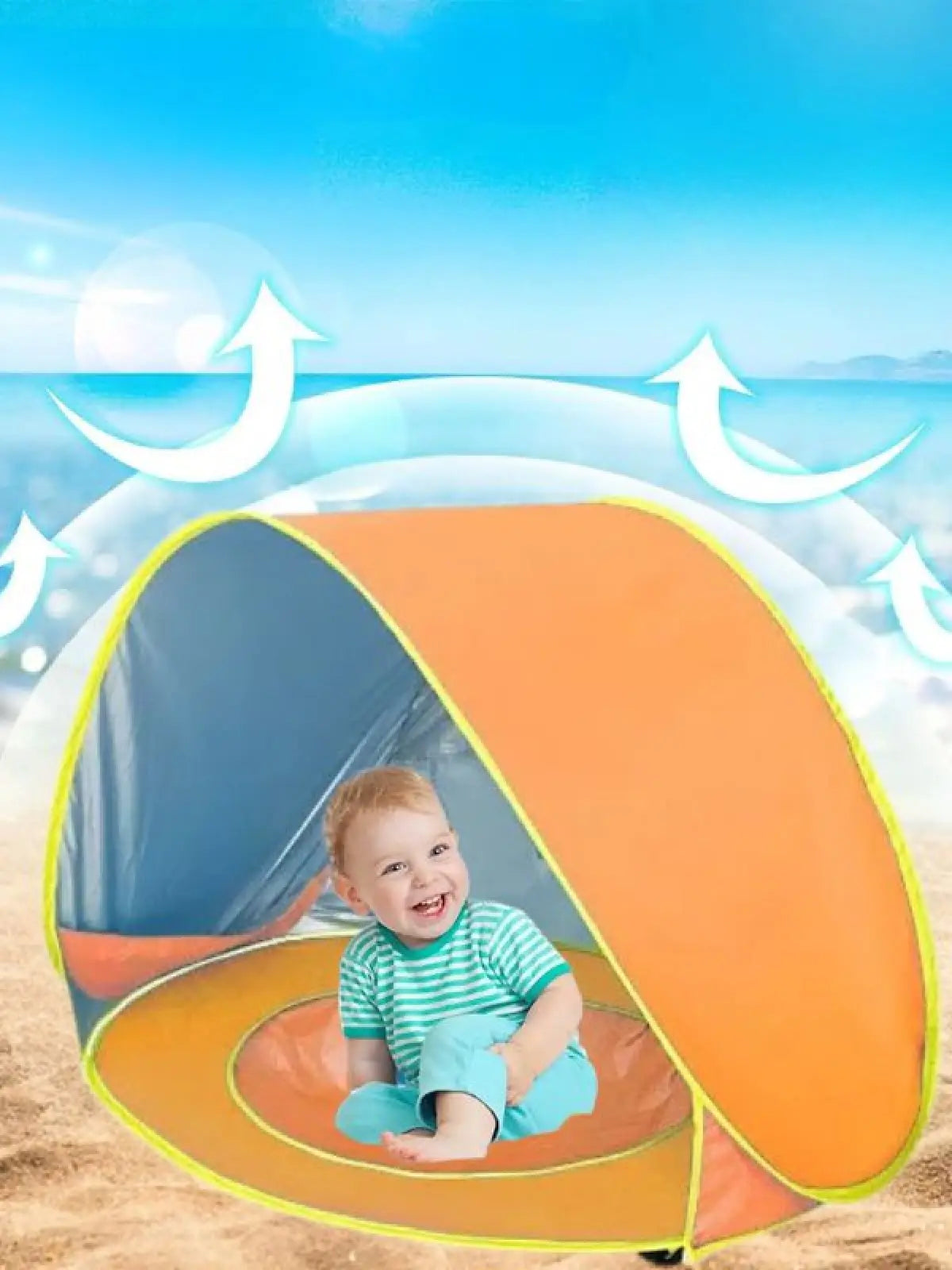 Tente de plage pour bébé orange