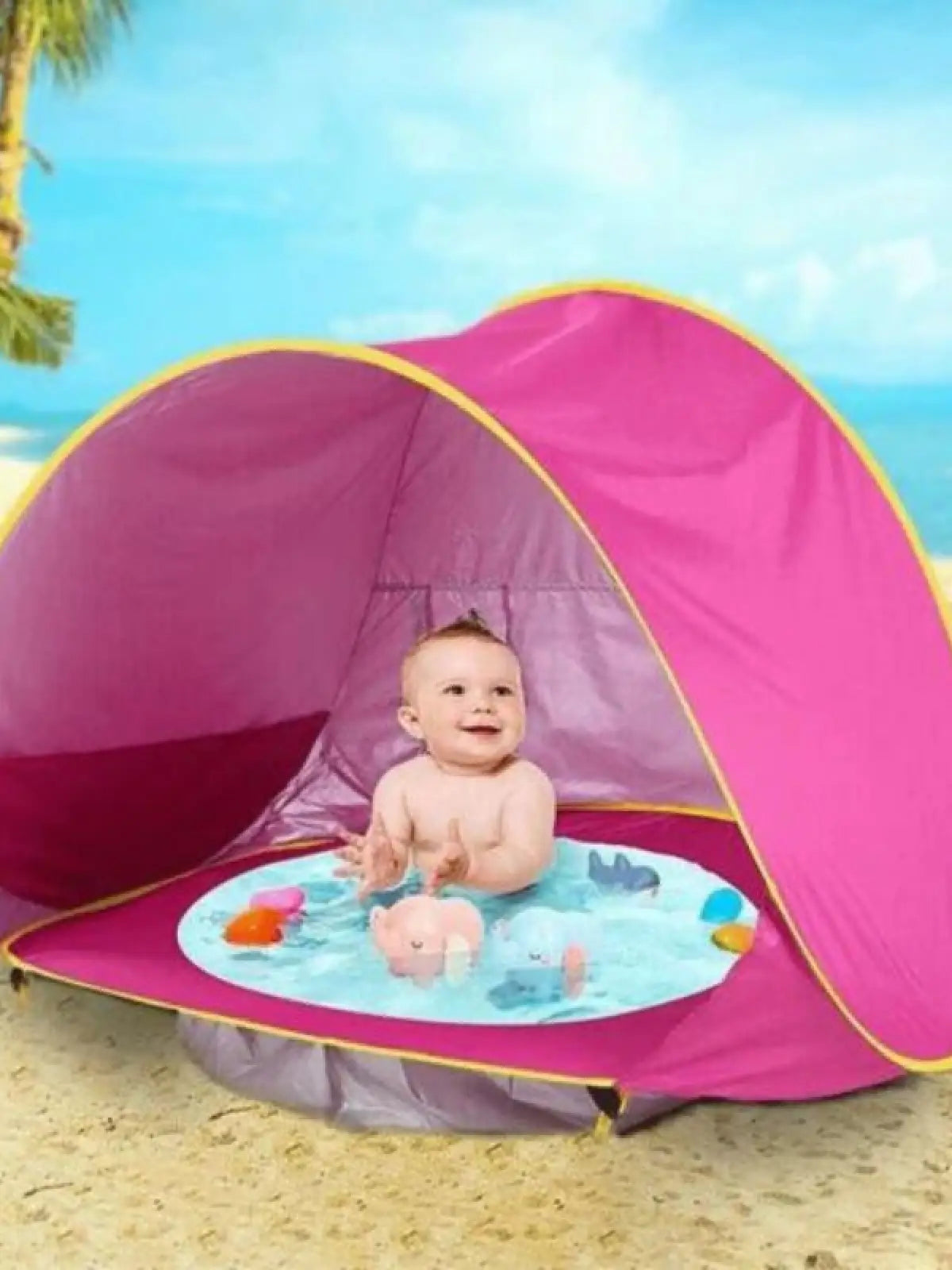 Tente de plage pour bébé rose