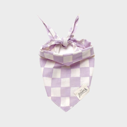 Bandana Checkmate Mauve "Bishop" pour Chien - Passeport Cases