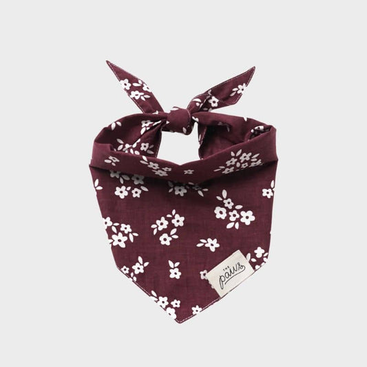 Bandana Chatham Bordeaux à Fleurs pour Chien - Passeport Cases