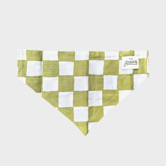 Bandana Échiquier Vert en Coton pour Chien - The Paws - Passeport Cases