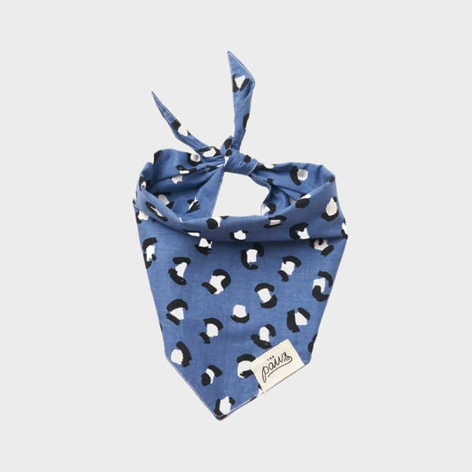 Bandana Léopard Bleu en Coton pour Chien - The Paws - Passeport Cases