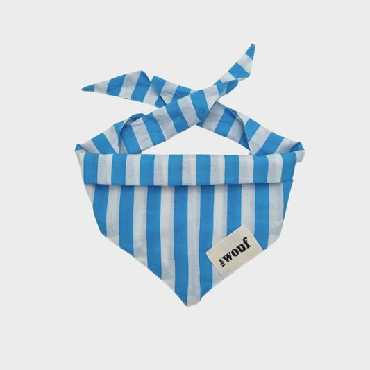 Bandana Chien Rayures Bleu - Style et Confort en Coton 100% - Passeport Cases