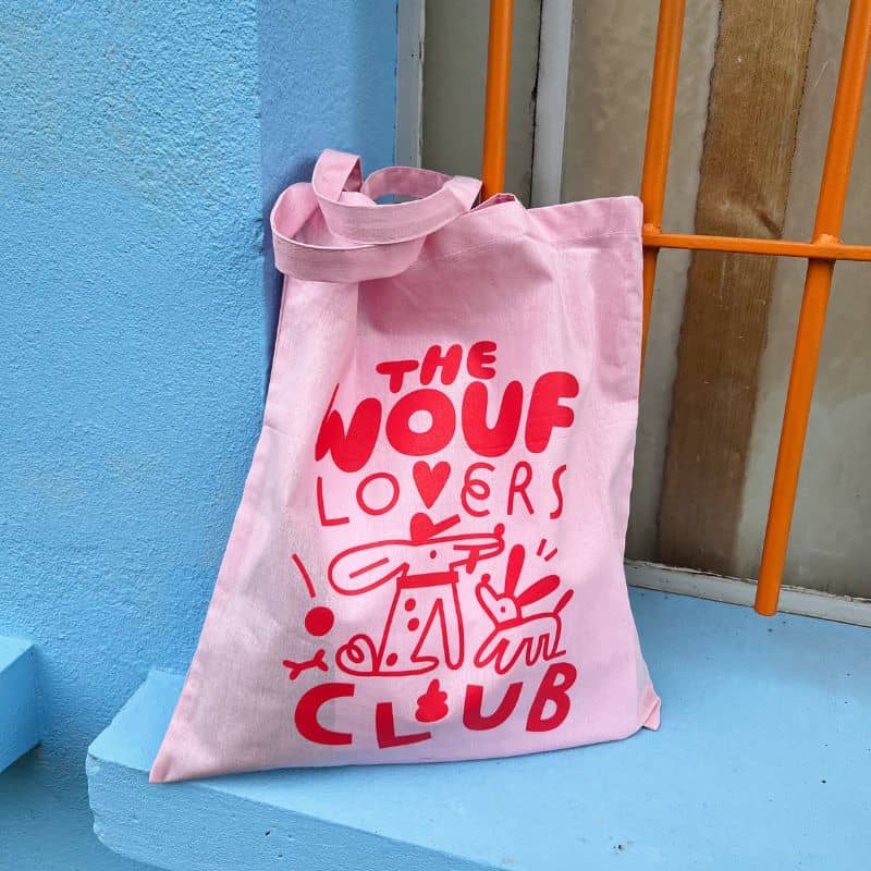 Pink Cotton Tote Bag Limited Edition - Club of Wouf Lovers 💖