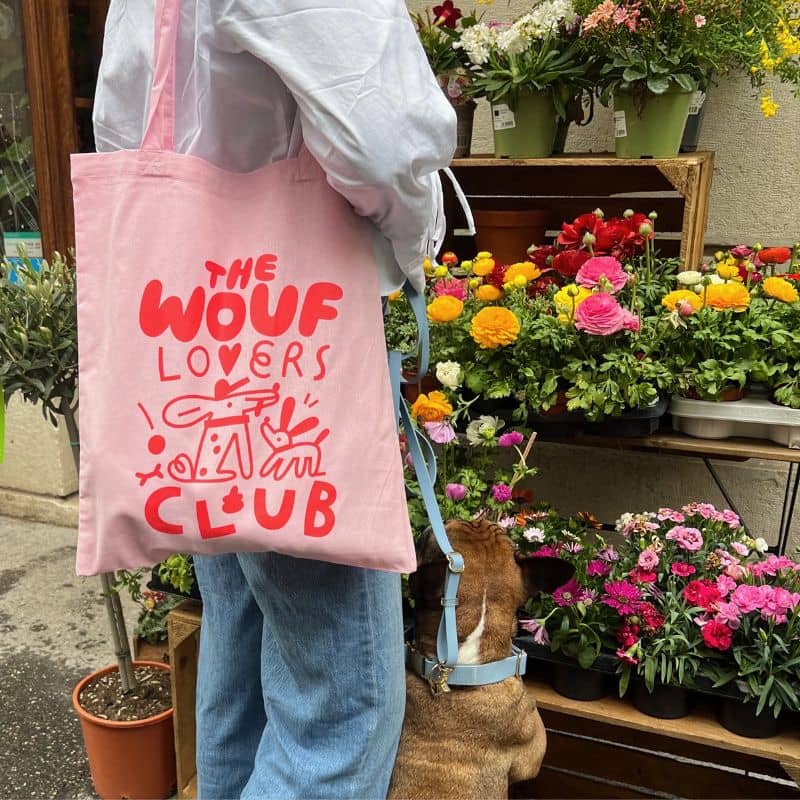 Pink Cotton Tote Bag Limited Edition - Club of Wouf Lovers 💖