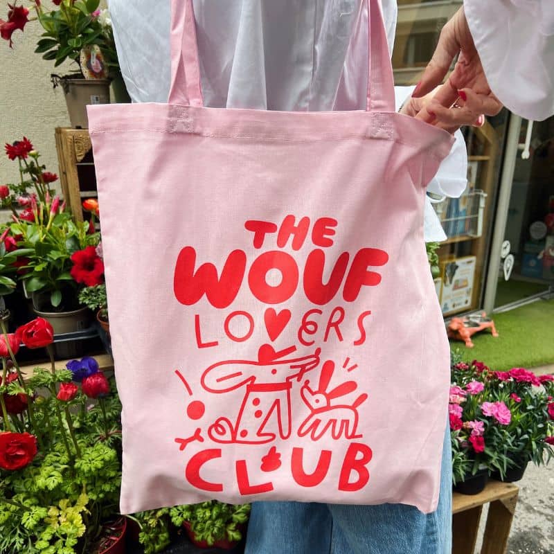 Pink Cotton Tote Bag Limited Edition - Club of Wouf Lovers 💖