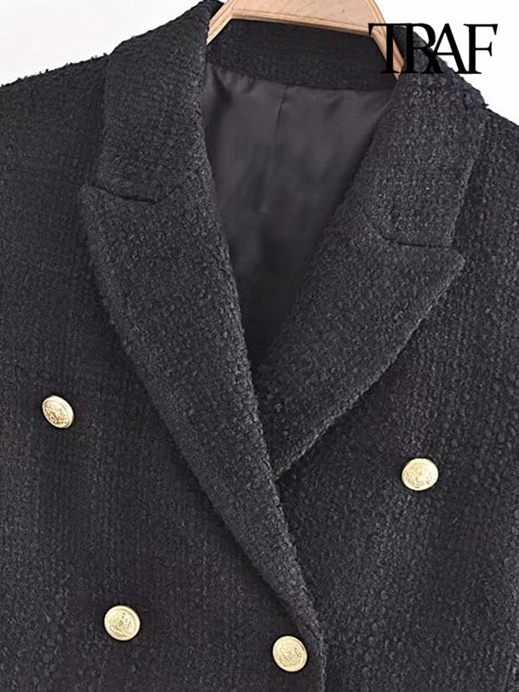 Veste Vintage Élégante en Tweed Noir