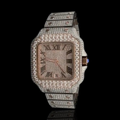 Two Tone Moissanite Diamanten King Square Horloge - Passeport Cases