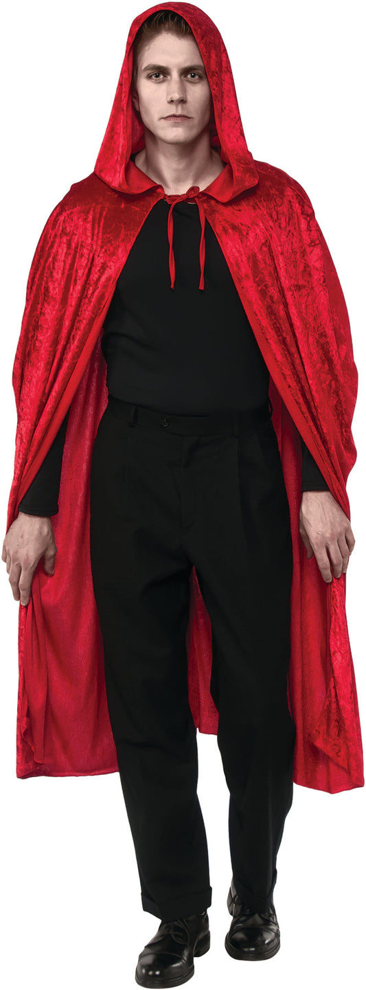 Red Hooded Velvet Full Length Cape