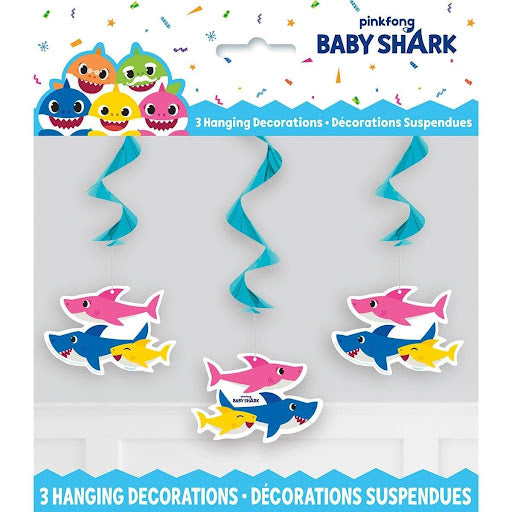 Décorations Suspendues en Spirale Baby Shark - Pack de 3