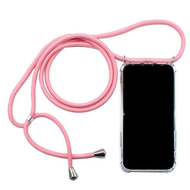 Coque transparente rigide antichoc avec bandoulière de haute qualité pour Huawei P30 Rose 