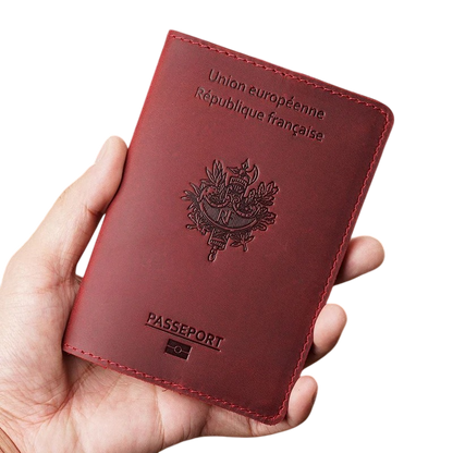 Protège-Passeport France – Étui en cuir véritable