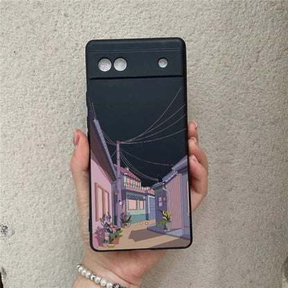 Coque Transparente Paysage d'Anime Japonais pour Google Pixel