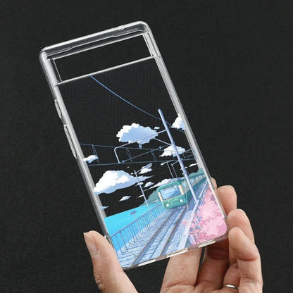 Coque Transparente Paysage d'Anime Japonais pour Google Pixel