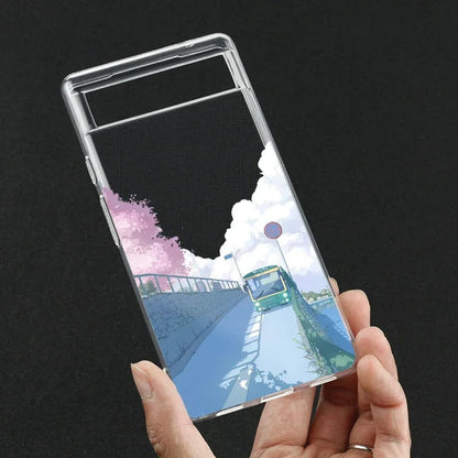 Coque Transparente Paysage d'Anime Japonais pour Google Pixel