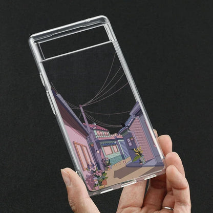 Coque Transparente Paysage d'Anime Japonais pour Google Pixel