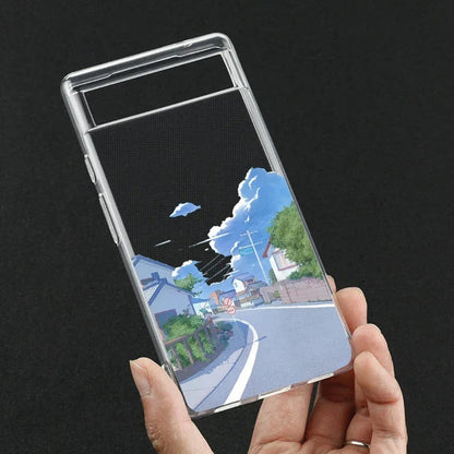 Coque Transparente Paysage d'Anime Japonais pour Google Pixel